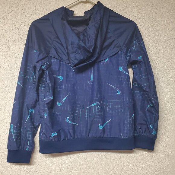 Nike Children's Blue Jacket with Logo - Loose Fit - Size Medium - Picture 2 of 6